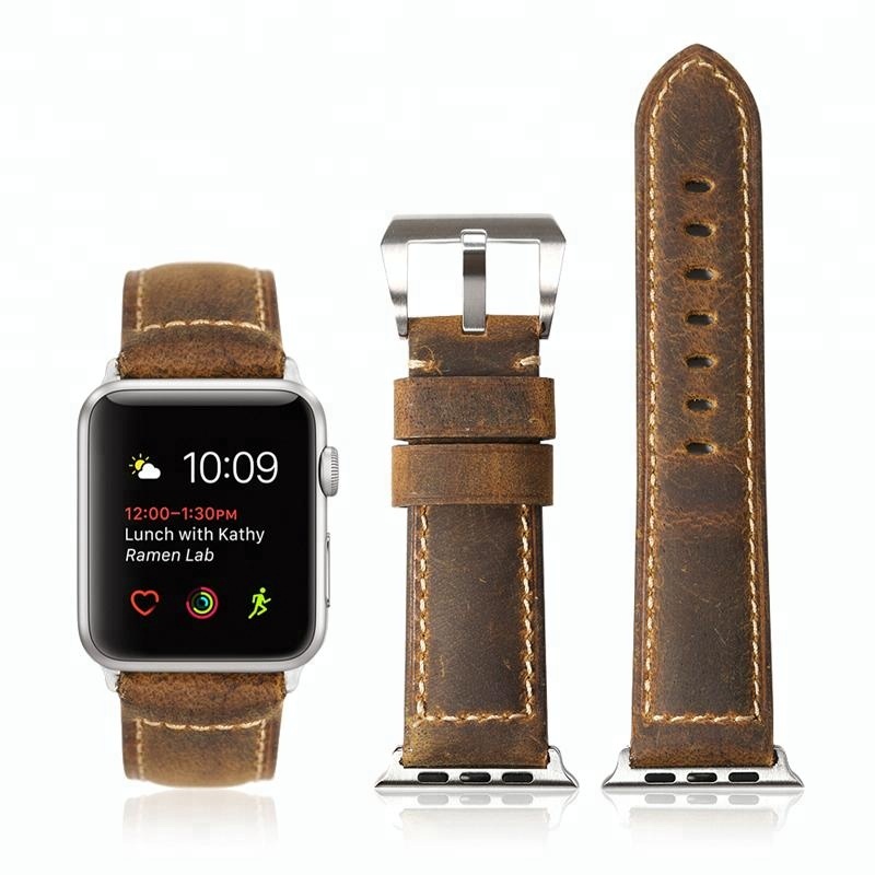 Handmade Calf leather Watch Band For Apple Watch 42mm iWatch Bands