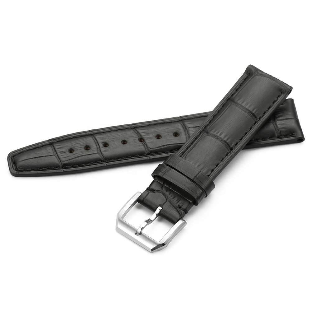 IW-02 Good Quality Handmade Black leather watch with steel buckle